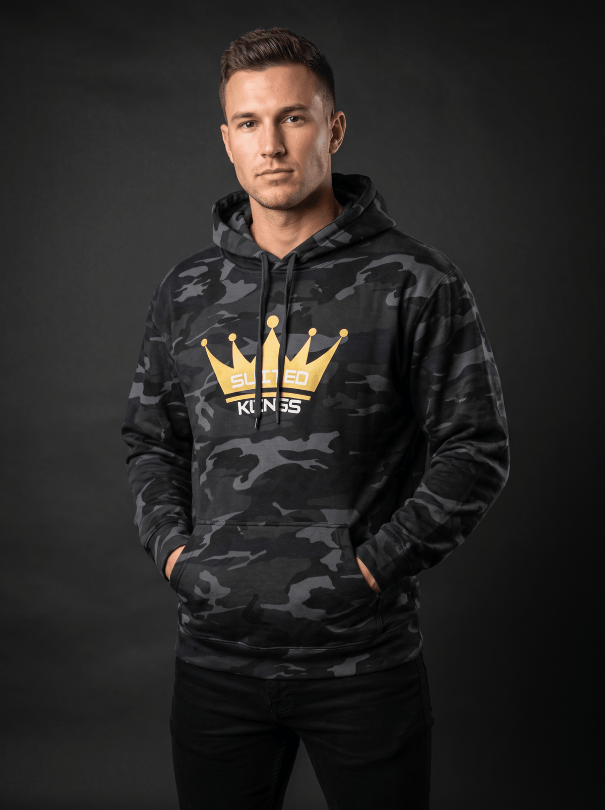 Black Camo Suited Kings Hoodie - Tilted Compass