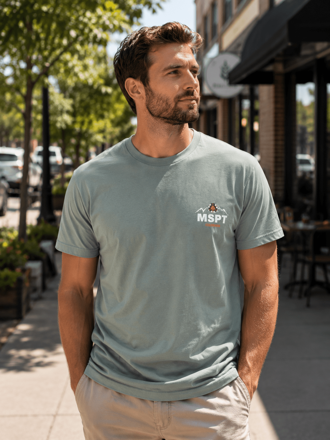 Colorado MSPT Tee in Sage Green - Tilted Compass