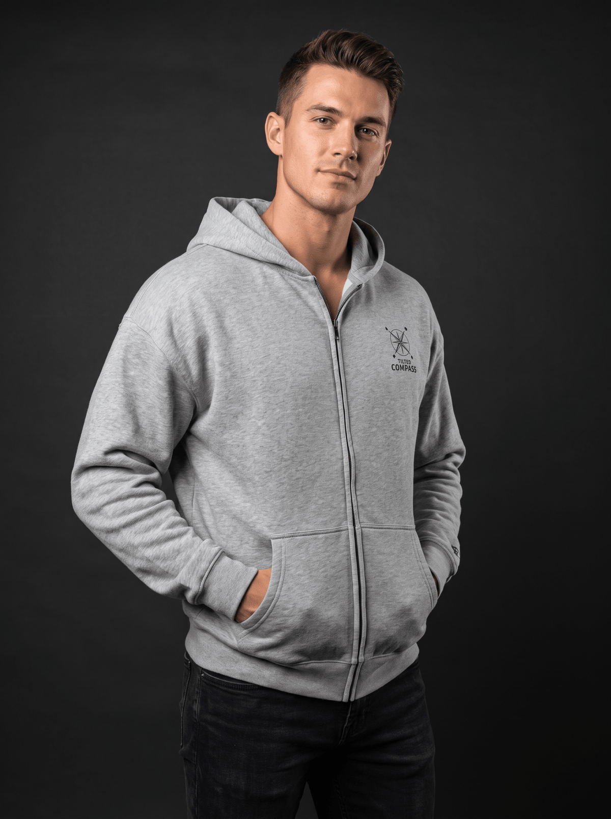Premium Full Zip Hoodie - Tilted Compass